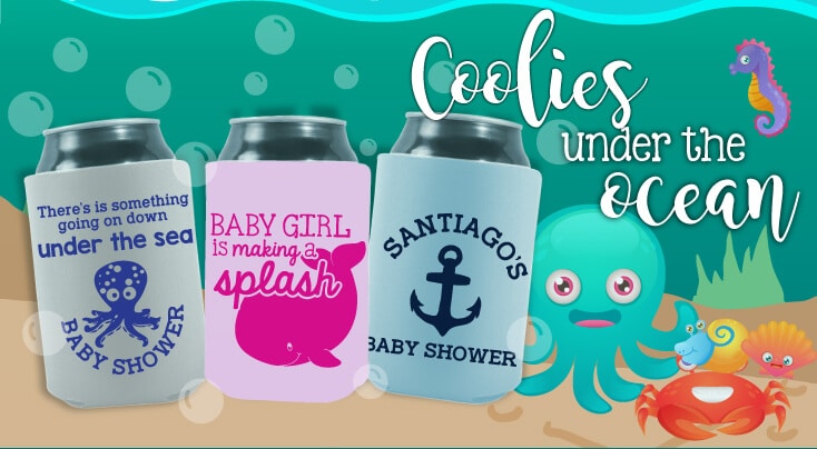 ocean decorations koozies for baby shower party