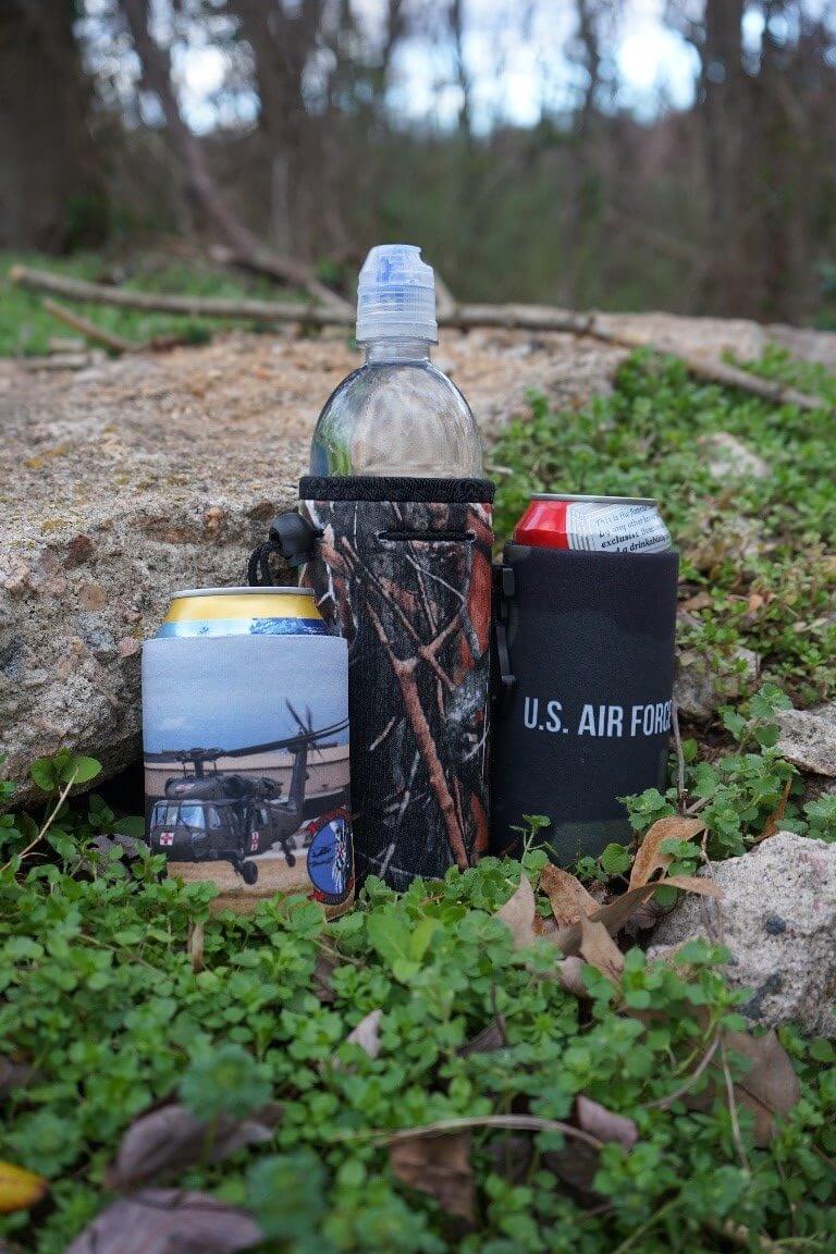 Military Koozies for beer and water. Differents Camouflage design and photograph print