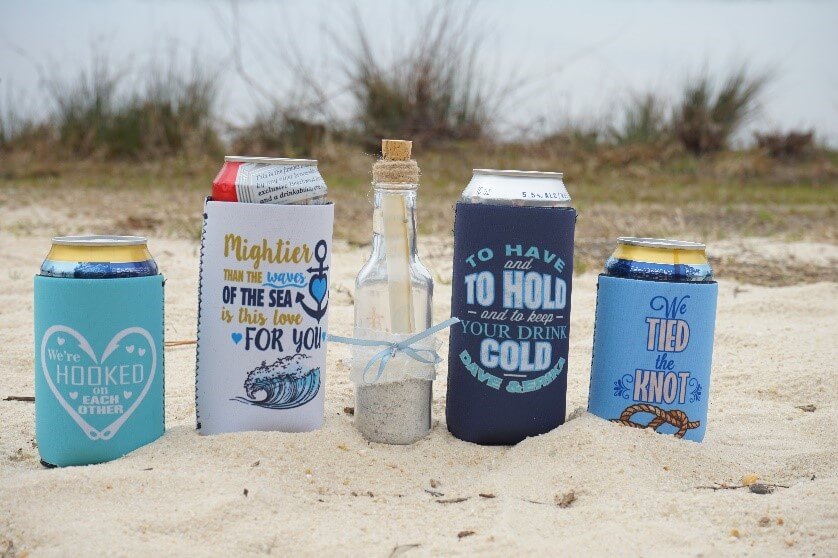 custom koozies for Nautical weddings Made 100 % USA