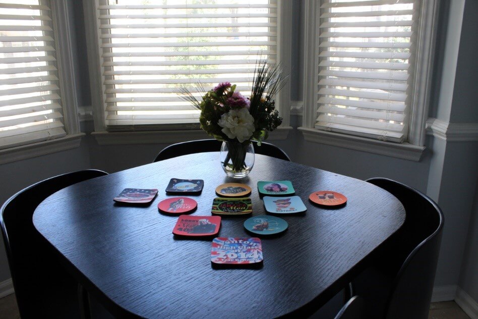 Custom coaster with style to the drink and table.
