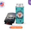 Custom 12 oz slim can koozie with logo and full color print design.