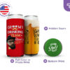 Personalized 12 oz slim can koozies with photo print and hidden seam design.