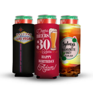 customized koozies with wedding and bachelorette design for 12 ounce slim cans