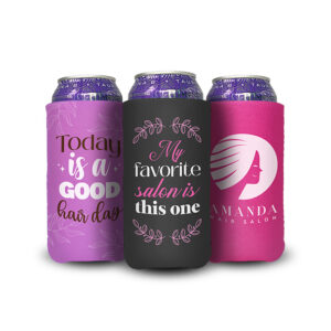 16 ounce can koozie with neoprene material for tall cans and customized with a business logo design