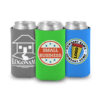 three pack koozie for mini can beer 8 ounce slim with small business design on them
