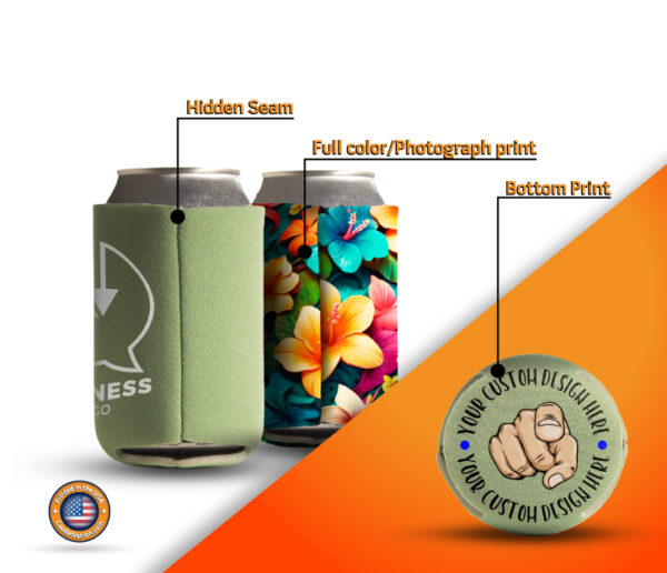 Cozy foam customize, printed in the bottom with full color custom design and hidden seam