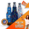 Custom slip-on bottle koozie with a variety of pattern designs