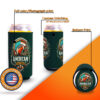 Collapsible neoprene 16oz can koozie with a custom sports design for fans