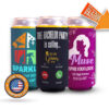 Three collapsible neoprene 16oz can koozies with custom bachelor and business designs.