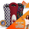 Custom neoprene wine tote coolies with a variety of pattern designs