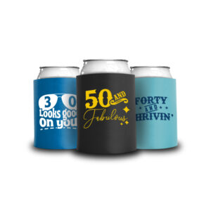 hard foam can cooler customized with birthday design, available with rush delivery for a last-minute celebration