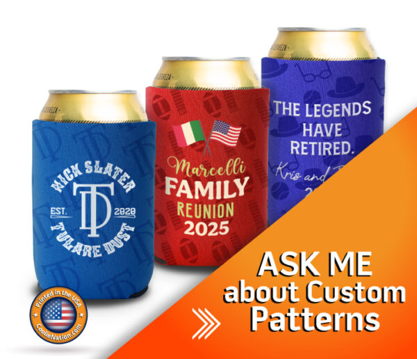 Personalized magnetic koozie with a custom pattern design