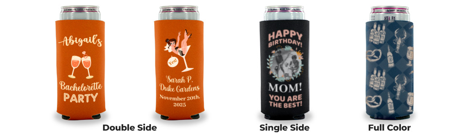 Custom Collapsible 12oz Slim Can Koozie – Double Side, Single Side & Full Color Printing for Events