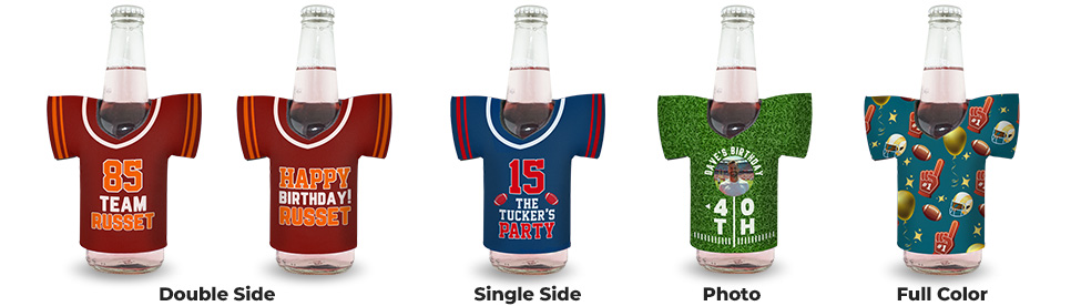 Personalized Jersey Bottle Koozie - Full-Color, Photo, Double-Sided Print for Sports Events