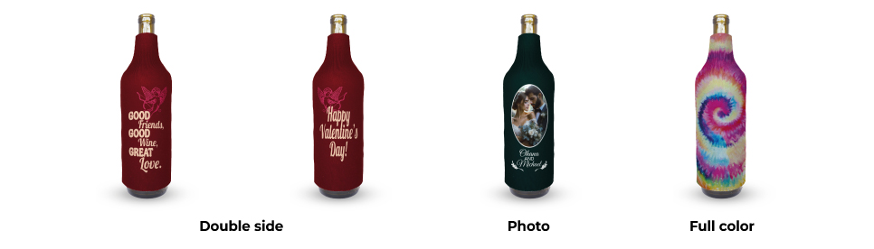 Personalized Collapsible Wine Bottle Koozie - Full-Color, Photo, Double-Sided Print for Special Events