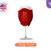 Red personalized wine glass koozie made from neoprene with custom anniversary print design