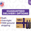CoolieNation guaranteed delivery options with custom wine bottle coolers and branded shipping box, including rush, overnight, and free ground shipping.
