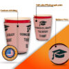 Custom solo cup koozie with a celebratory graduation design for graduates