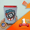 Hand holding a custom solo cup koozie with an NFL design