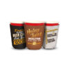 set of three solo cup coolies with neoprene and foam material and bottom, with a custom design