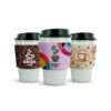 set of three neoprene coffee sleeves for hot or cold drinks to promote business logo and employee gifts with customized designs