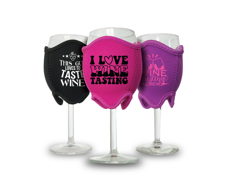 three custom wine coolie for wine testing lovers and to promote events and brands