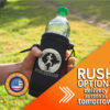 Custom water bottle koozie with a cool print design, held by a guy