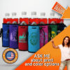 Custom water bottle coolies in various colors with print designs