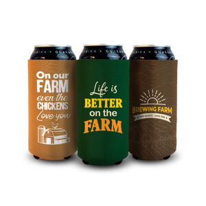 Three tall can beer koozie with USA farm customized design
