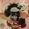 Woman holding a custom mug with a personalized design