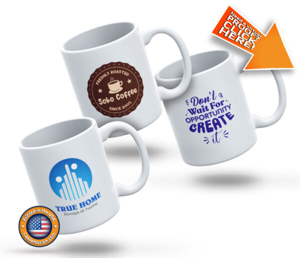 Large 15 oz coffee mugs featuring custom printing