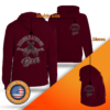 A personalized maroon hoodie with the words "American Legion" printed on it.