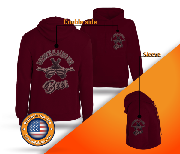 A personalized maroon hoodie with the words "American Legion" printed on it.