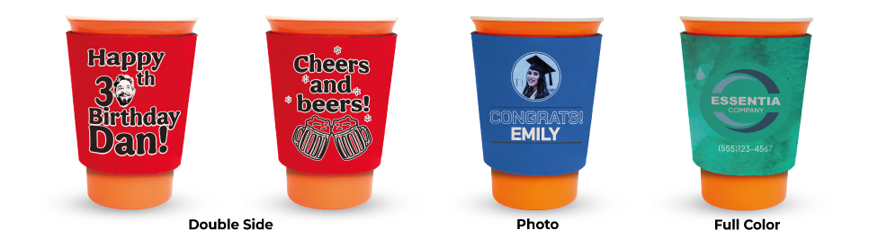 Custom Solo Cup Sleeves with Full Color Prints for Parties & Bars