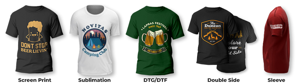 Custom T-Shirts for Events - Screen Print, Sublimation, DTG/DTF, Double-Sided Print
