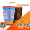 Solo cup sleeves koozie with foam material, hidden stitching, and sublimation printing