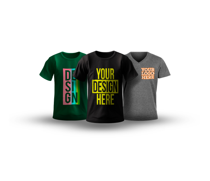 Three t-shirts with different designs, personalized