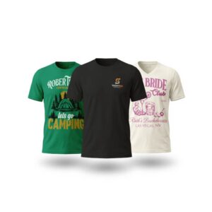 Three t-shirts with different designs, personalized