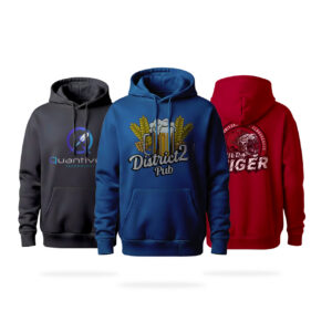 Three hoodies with unique designs. Customize your style with these made-to-measure sweatshirts