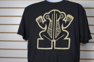 Personalized t-shirt with a detailed rana dorada (golden frog) graphic