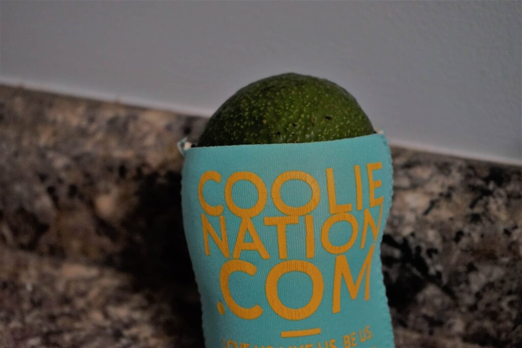 Custom koozie with an avocado on the inside