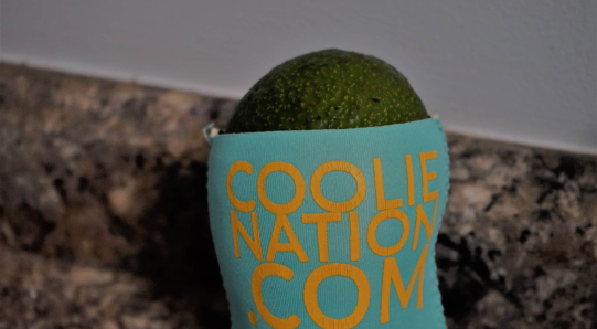 Custom koozie with an avocado on the inside