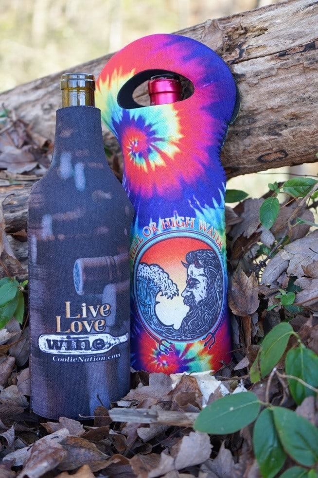 Personalized wine bottle koozies and tote bag wine koozie for weddings and special occasion