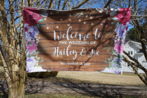 Personalized wedding banner with names and wedding date