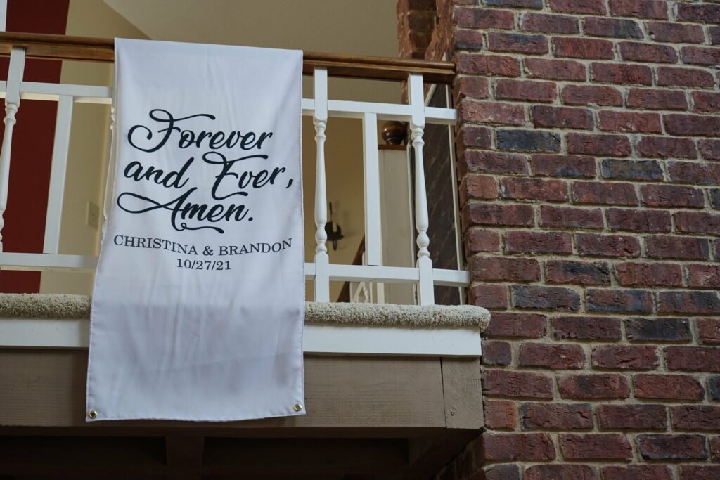 custom wedding banner with personalized names and wedding dat