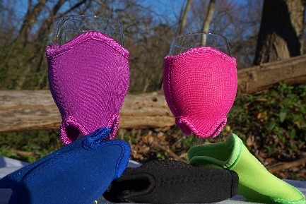 Wine glass koozies in different colors