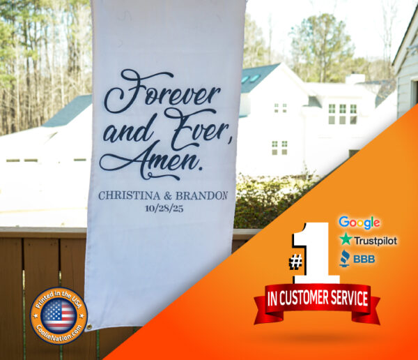 Custom wedding banner with personalized design and text