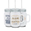 Three personalized mason jar wedding favors, perfect for a special day or to promote a business.