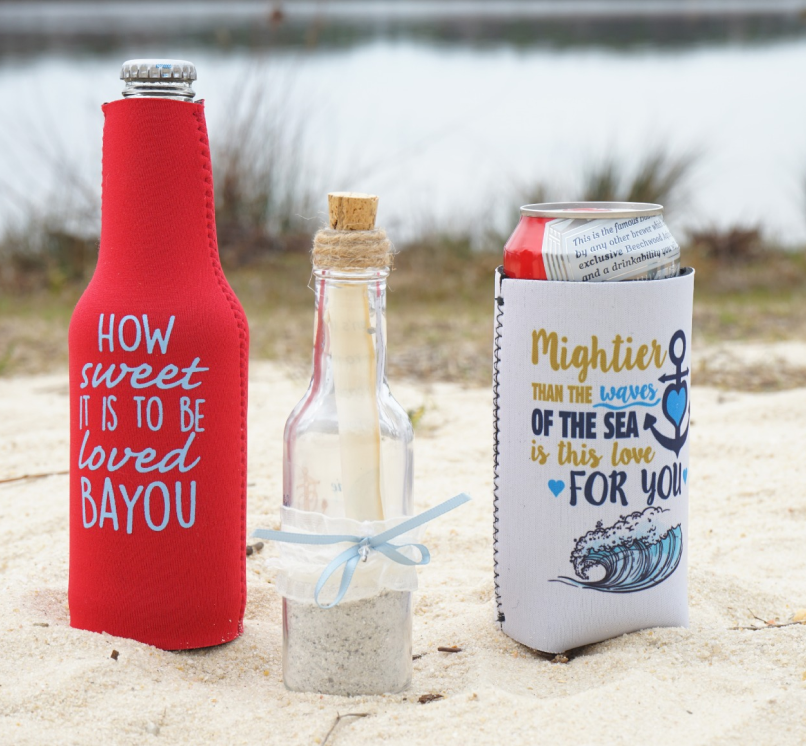Custom koozies: Keep your drinks cool and your style on point with personalized koozies. Perfect for any occasion!