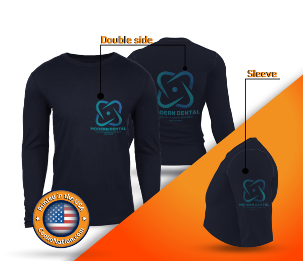 Custom long sleeve shirt with business logo on front and back